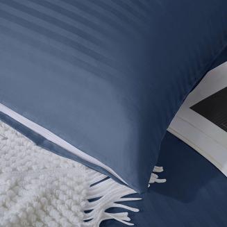 Komplet pościeli adamaszek satyna bawełniana 220x200 granatowa