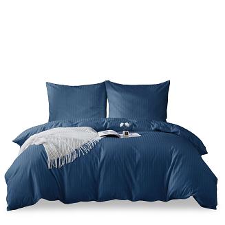 Komplet pościeli adamaszek satyna bawełniana 220x200 granatowa