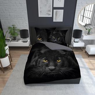 Pościel bawełniana 160x200 NATURA czarna pantera