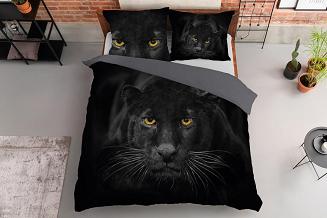 Pościel bawełniana 160x200 NATURA czarna pantera