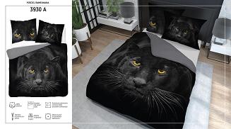 Pościel bawełniana 160x200 NATURA czarna pantera