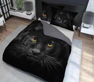 Pościel bawełniana 160x200 NATURA czarna pantera