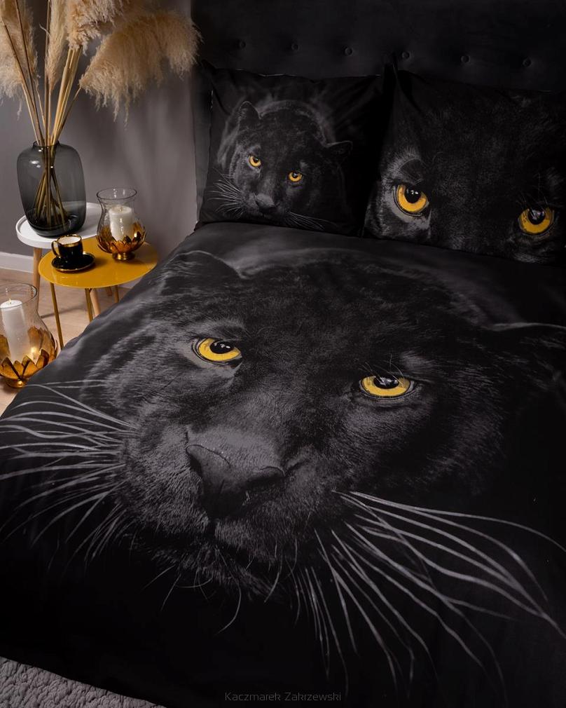 Pościel bawełniana 160x200 NATURA czarna pantera