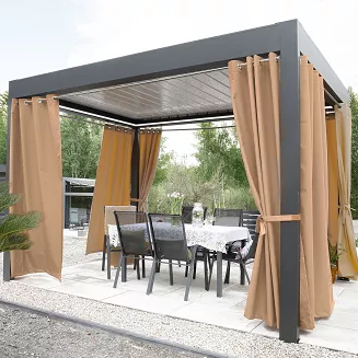 Zasłona gotowa na przelotkach GARDENIA 140x180 wodoodporna ogrodowa ciepły brązowy