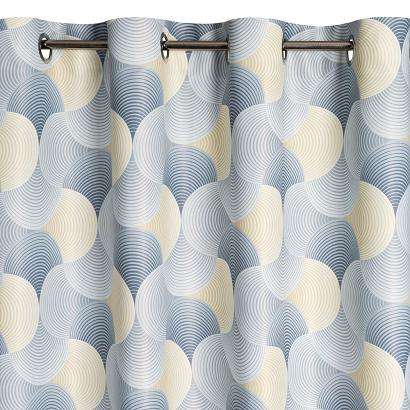 Zasłona gotowa na przelotkach ASETA 140x250 Eurofirany szara żółta fantazyjna geometria