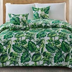 Narzuta dekoracyjna z poszewkami TAVIRA 220x240 jungle zielona biała egzotyczne liście