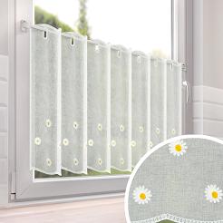 Zazdrostka firana gotowa na tunelu szelkach BELLIS 150x70 Eurofirany biała w stokrotki