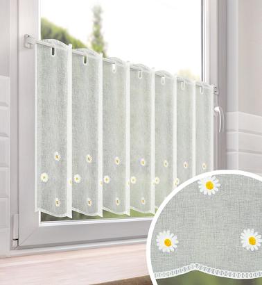Zazdrostka firana gotowa na tunelu szelkach BELLIS 150x70 Eurofirany biała w stokrotki
