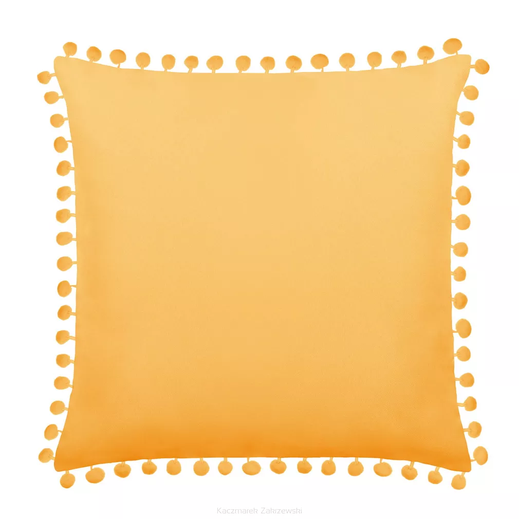 Poszewka dekoracyjna FLUFFY 45x45 musztardowa z pomponami