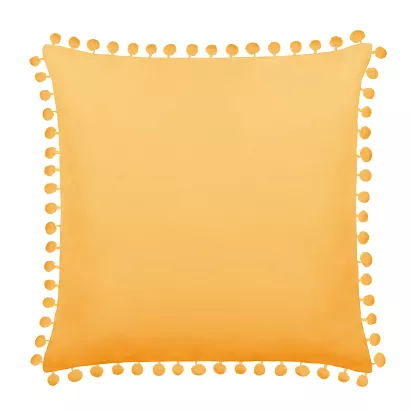 Poszewka dekoracyjna FLUFFY 45x45 musztardowa z pomponami