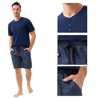 Piżama męska LUNA kod 801 granatowa geometryczny wzorek