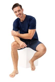 Piżama męska LUNA kod 801 granatowa geometryczny wzorek