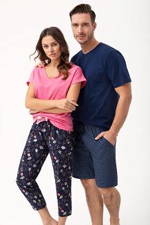 Piżama męska LUNA kod 801 granatowa geometryczny wzorek