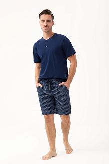 Piżama męska LUNA kod 801 granatowa geometryczny wzorek