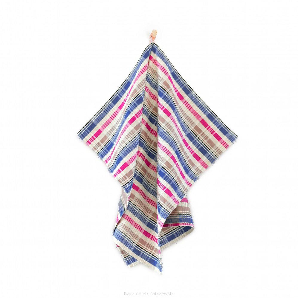 Ścierka kuchenna Tokyo 50x70 Zwoltex granatowa fuksjowa beżowa kratka