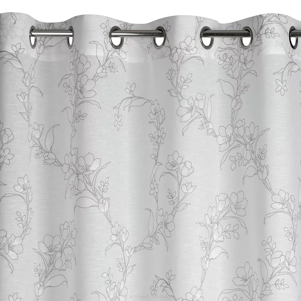 Zasłona gotowa na przelotkach FIORE 140x250 Eurofirany biały/popielaty
