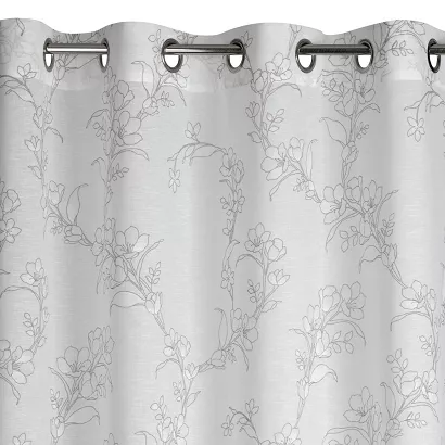 Zasłona gotowa na przelotkach FIORE 140x250 Eurofirany popielata w kwiaty