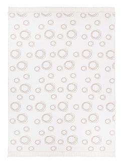 Koc bawełniano-akrylowy 150x200 szary biały bańki mydlane