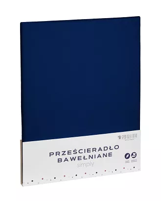 Prześcieradło bawełniane bez gumki SIMPLY 140x200 granatowe