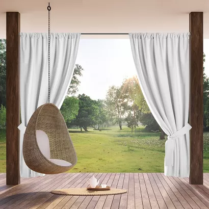 Zasłona gotowa na tunelu wodoodporna GARDEN 155x200 ogrodowa biała