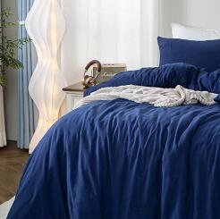 Narzuta dekoracyjna fakturowana Dotta 200x220 szafirowa z haftem kropek