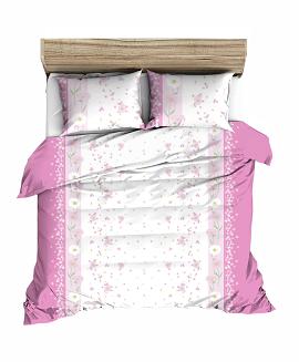 Pościel z kory 160x200 biała różowa polne kwiaty