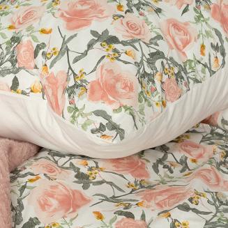 Pościel bawełniana SONIA 200x220 Eurofirany biała łososiowa róże