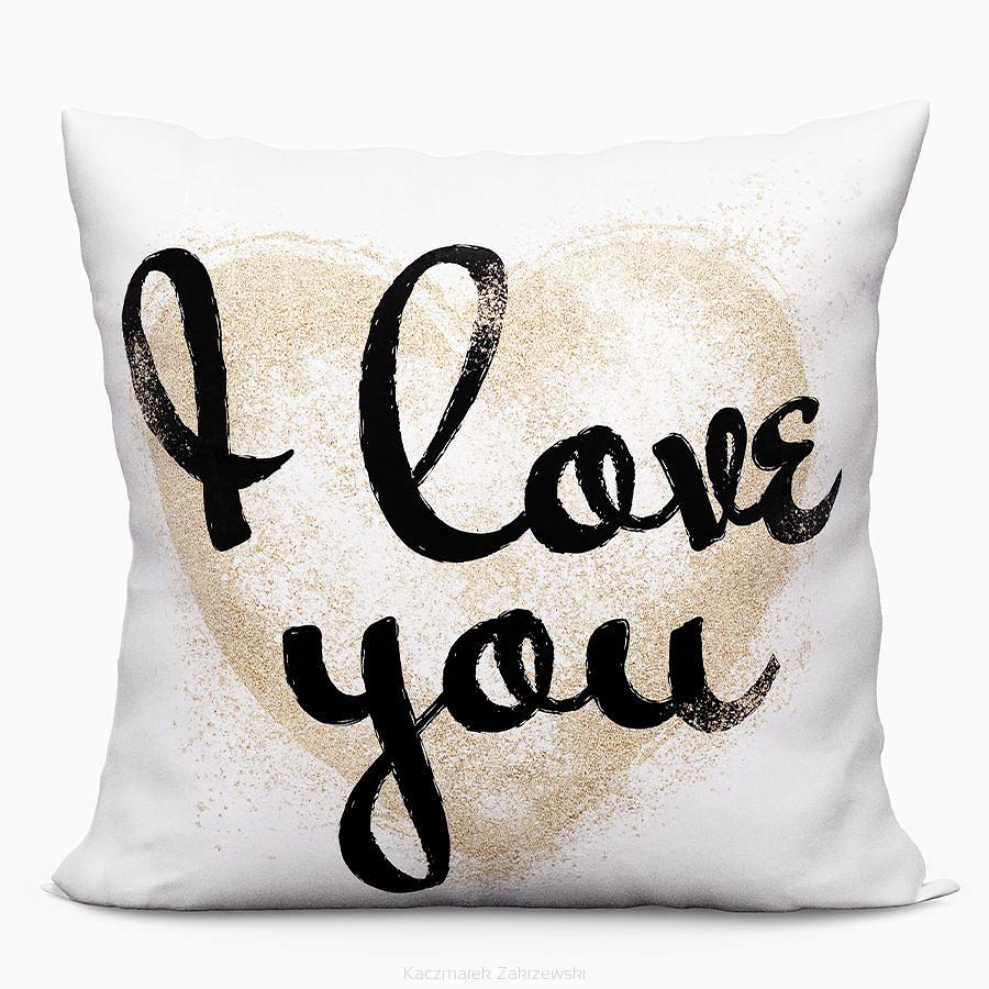 Poszewka dekoracyjna GLITTER HEART 40x40 welwetowa biała złota czarna serce