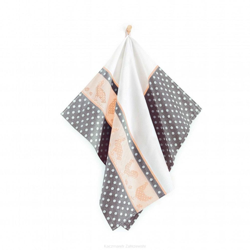 Ścierka kuchenna bawełna egipska 50x70 wzór Folk brązowa