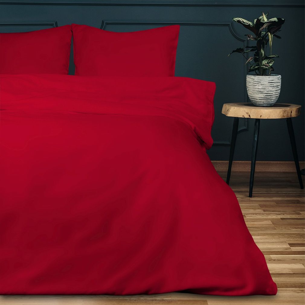 Pościel satyna bawełniana 180x200 jednobarwna czerwona