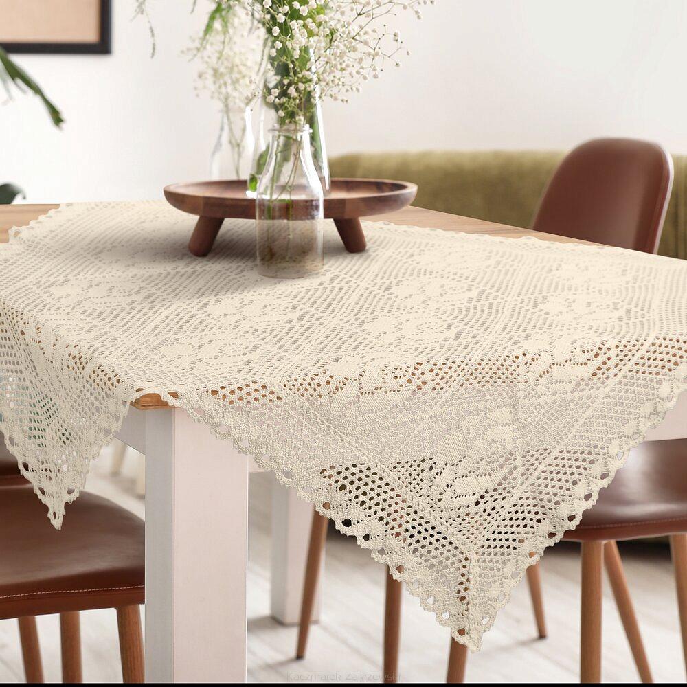 Obrus dekoracyjny ROSALY 85x85 Eurofirany jasnobeżowy