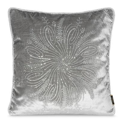 Poszewka dekoracyjna ROYAL7 45x45 Eurofirany srebrna aplikacja z kryształkami srebrny sznur