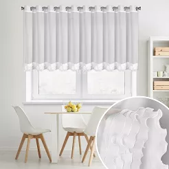 Firana gotowa na przelotkach LUISA 400x80 Eurofirany biała z falbanami na dole