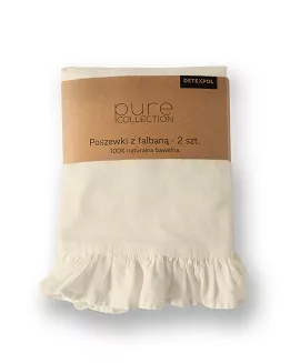 Komplet poszewek bawełnianych z falbanką 40x40 Pure kremowe 2 sztuki