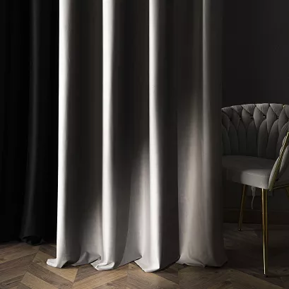 Zasłona gotowa na przelotkach BLACKOUT VELVET 140x240 jasnoszara