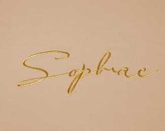 Pościel 200x220 beżowa złoty haft satynowa lamówka