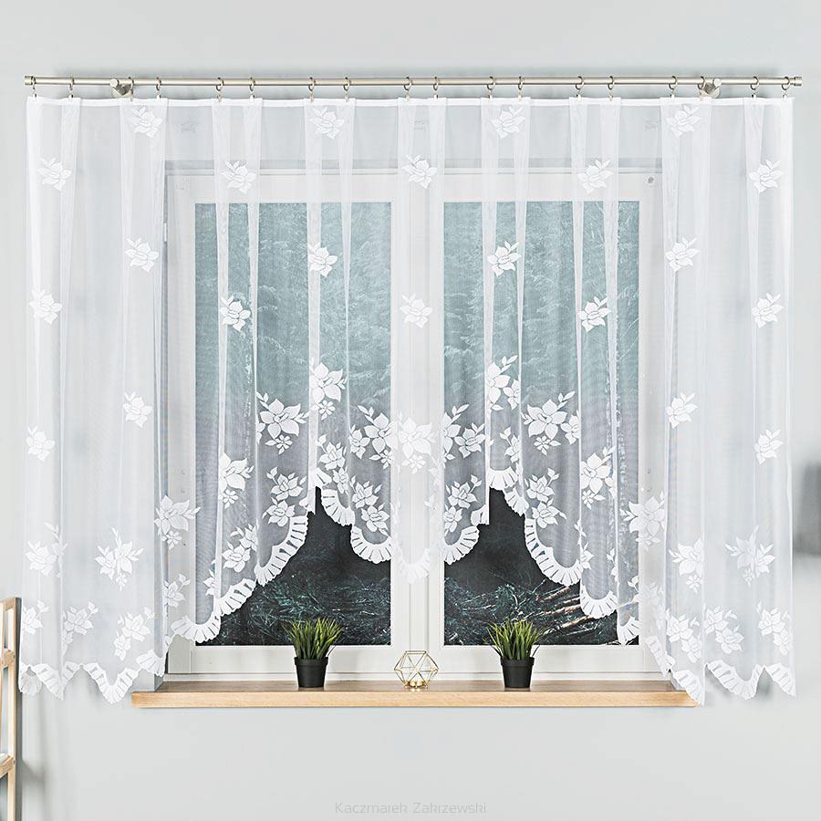 Firanka żakardowa gotowa na żabki IRENA 420x160 biała