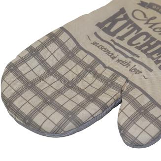 Rękawice kuchenne 18x27 z magnesem 2 szt. kremowe szare wzór kuchnia mamy