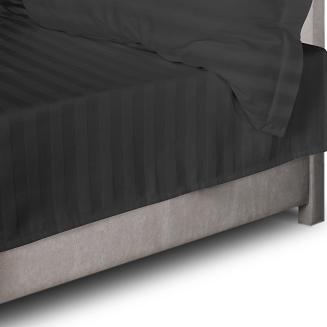 Prześcieradło satyna bambusowo-bawełniana STRIPE BLACK 220x260 Darymex jednokolorowe czarne
