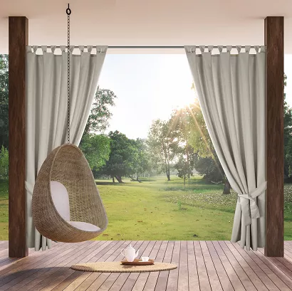 Zasłona gotowa na szelkach wodoodporna GARDEN 155x240 ogrodowa beżowa