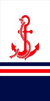 Ręcznik plażowy 100x180 biały czerwony granatowy kotwica