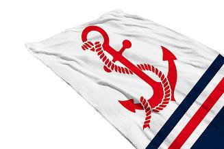 Ręcznik plażowy 100x180 biały czerwony granatowy kotwica