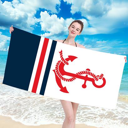 Ręcznik plażowy 100x180 biały czerwony granatowy kotwica