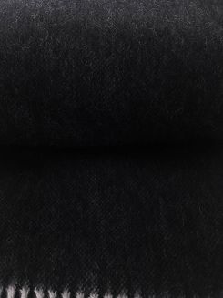 Koc wełniany jednobarwny z frędzlami czarny