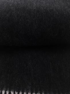 Koc wełniany jednobarwny z frędzlami czarny