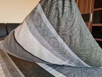 Pościel flanelowa 200x220 ornamenty szara khaki kremowa