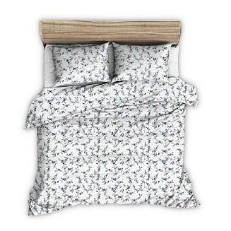 Pościel z kory 140x200 biała niebieskie gałązki