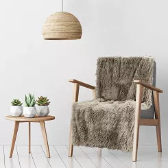 Koc narzuta TIFANY 70x160 Design91 beżowy o strukturze futra
