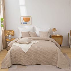 Narzuta dekoracyjna DASH 220x240 pikowana ciemnobeżowa