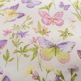 Komplet pościeli dwustronnej 220x200 kremowa motyle kwiaty